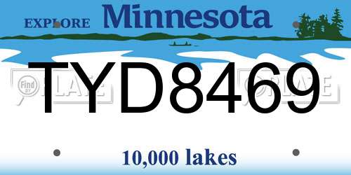 TYD8469 Minnesota License Plate
