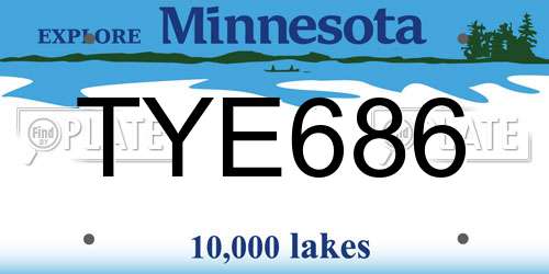 TYE686 Minnesota License Plate