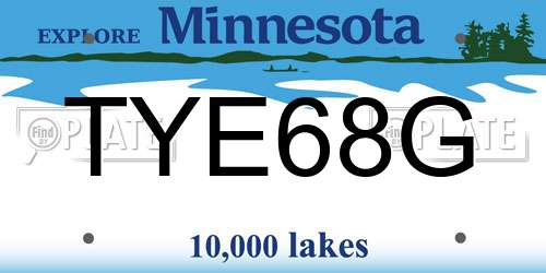 TYE68G Minnesota License Plate