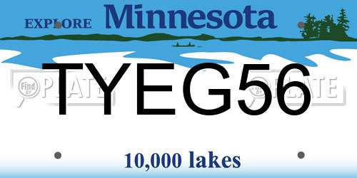 TYEG56 Minnesota License Plate