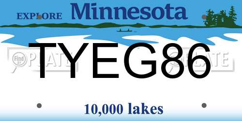 TYEG86 Minnesota License Plate