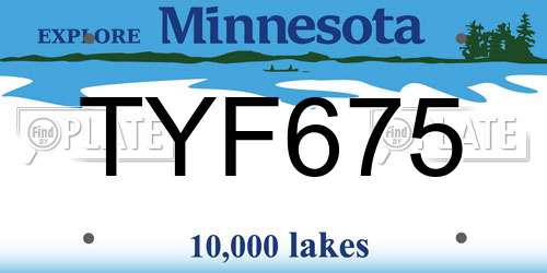 TYF675 Minnesota License Plate