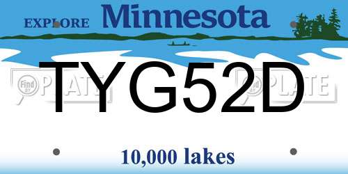TYG52D Minnesota License Plate