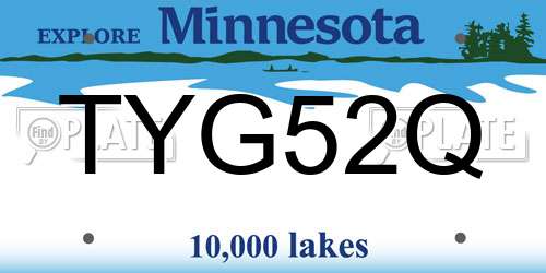 TYG52Q Minnesota License Plate