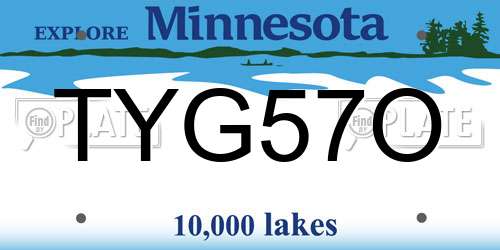 TYG57O Minnesota License Plate