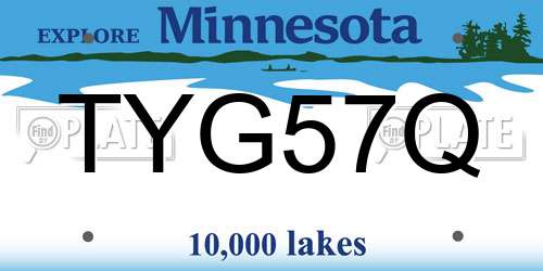 TYG57Q Minnesota License Plate