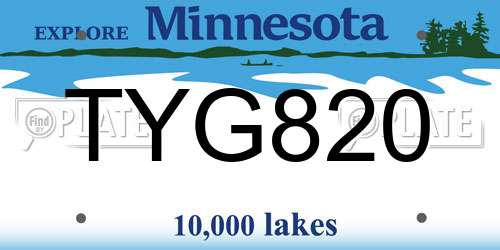 TYG820 Minnesota License Plate