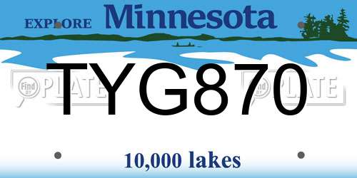 TYG870 Minnesota License Plate