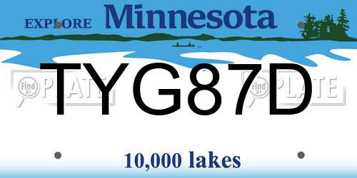 TYG87D Minnesota License Plate