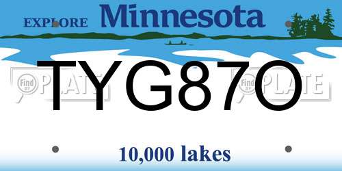 TYG87O Minnesota License Plate