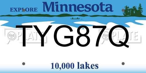 TYG87Q Minnesota License Plate