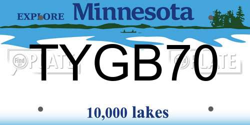 TYGB70 Minnesota License Plate