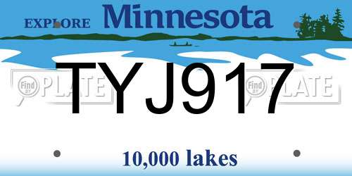 TYJ917 Minnesota License Plate