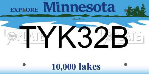 TYK32B Minnesota License Plate