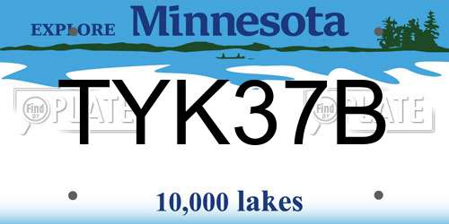 TYK37B Minnesota License Plate