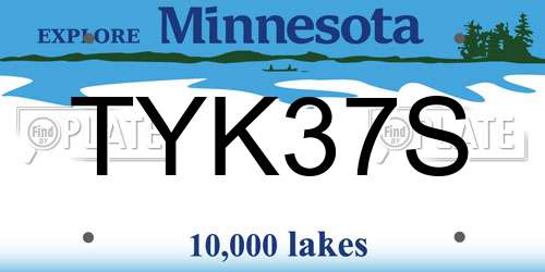 TYK37S Minnesota License Plate
