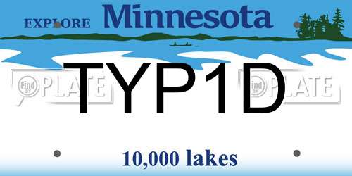 TYP1D Minnesota License Plate