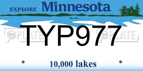 TYP977 Minnesota License Plate