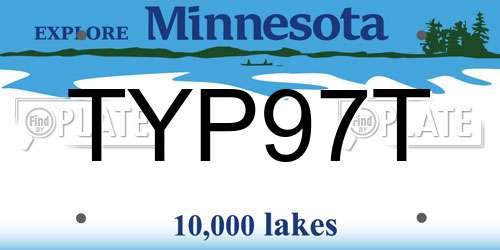 TYP97T Minnesota License Plate