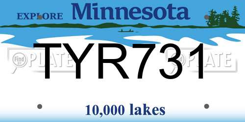 TYR731 Minnesota License Plate