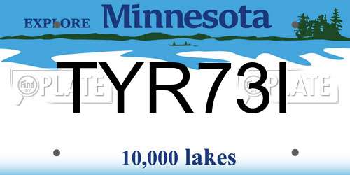TYR73I Minnesota License Plate