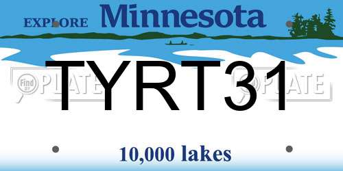 TYRT31 Minnesota License Plate