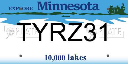 TYRZ31 Minnesota License Plate