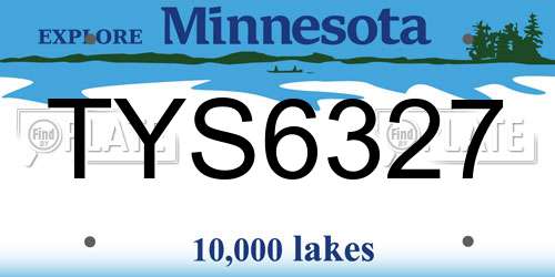 TYS6327 Minnesota License Plate