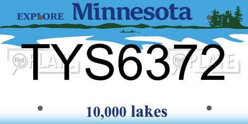 TYS6372 Minnesota License Plate