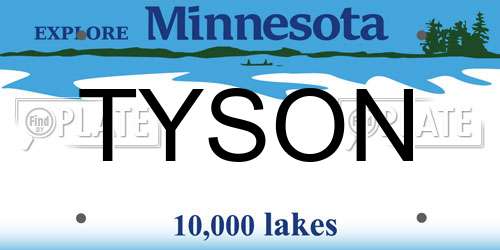TYSON Minnesota License Plate