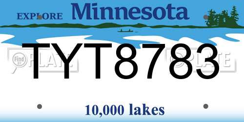 TYT8783 Minnesota License Plate