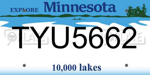 TYU5662 Minnesota License Plate