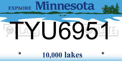 TYU6951 Minnesota License Plate