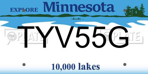 TYV55G Minnesota License Plate