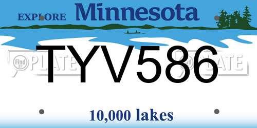 TYV586 Minnesota License Plate