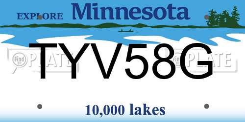 TYV58G Minnesota License Plate
