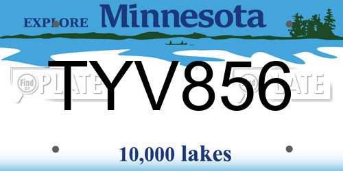 TYV856 Minnesota License Plate