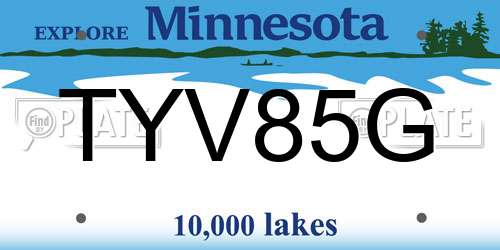 TYV85G Minnesota License Plate