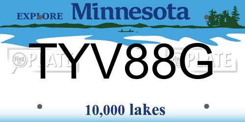 TYV88G Minnesota License Plate