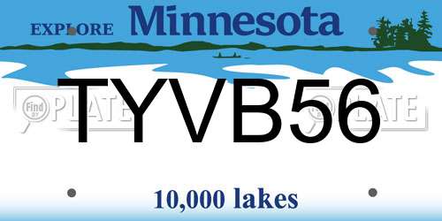 TYVB56 Minnesota License Plate