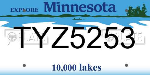 TYZ5253 Minnesota License Plate
