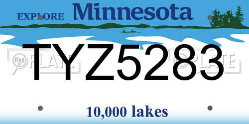 TYZ5283 Minnesota License Plate