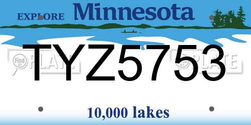 TYZ5753 Minnesota License Plate