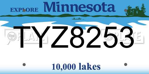 TYZ8253 Minnesota License Plate