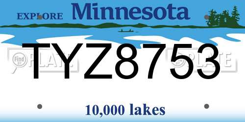 TYZ8753 Minnesota License Plate
