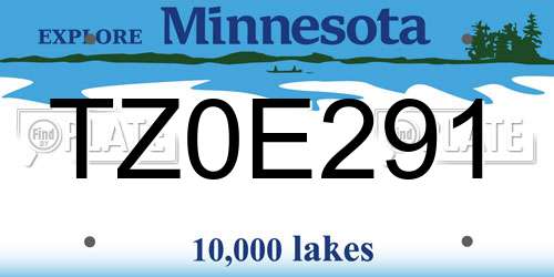 TZ0E291 Minnesota License Plate