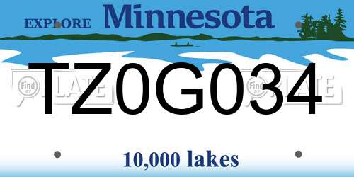 TZ0G034 Minnesota License Plate