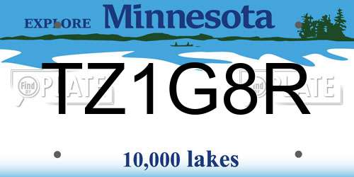 TZ1G8R Minnesota License Plate