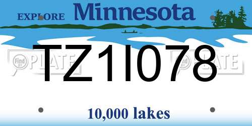 TZ1I078 Minnesota License Plate