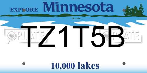 TZ1T5B Minnesota License Plate
